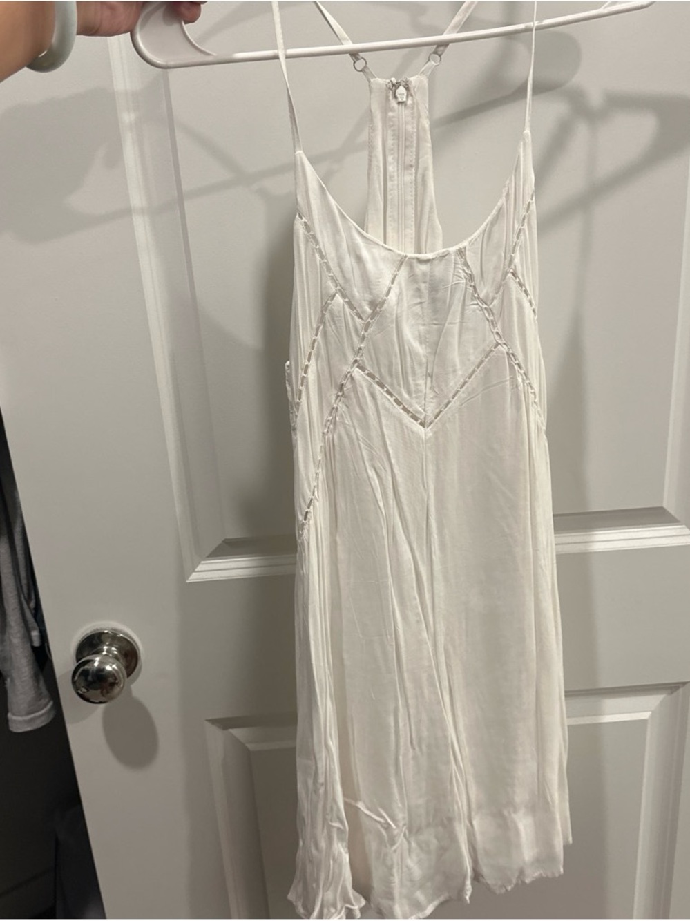 Lulu's Cream Spaghetti-Strap Mini Slip Dress